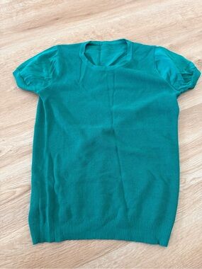 Short Sleeve Teal Knit Top